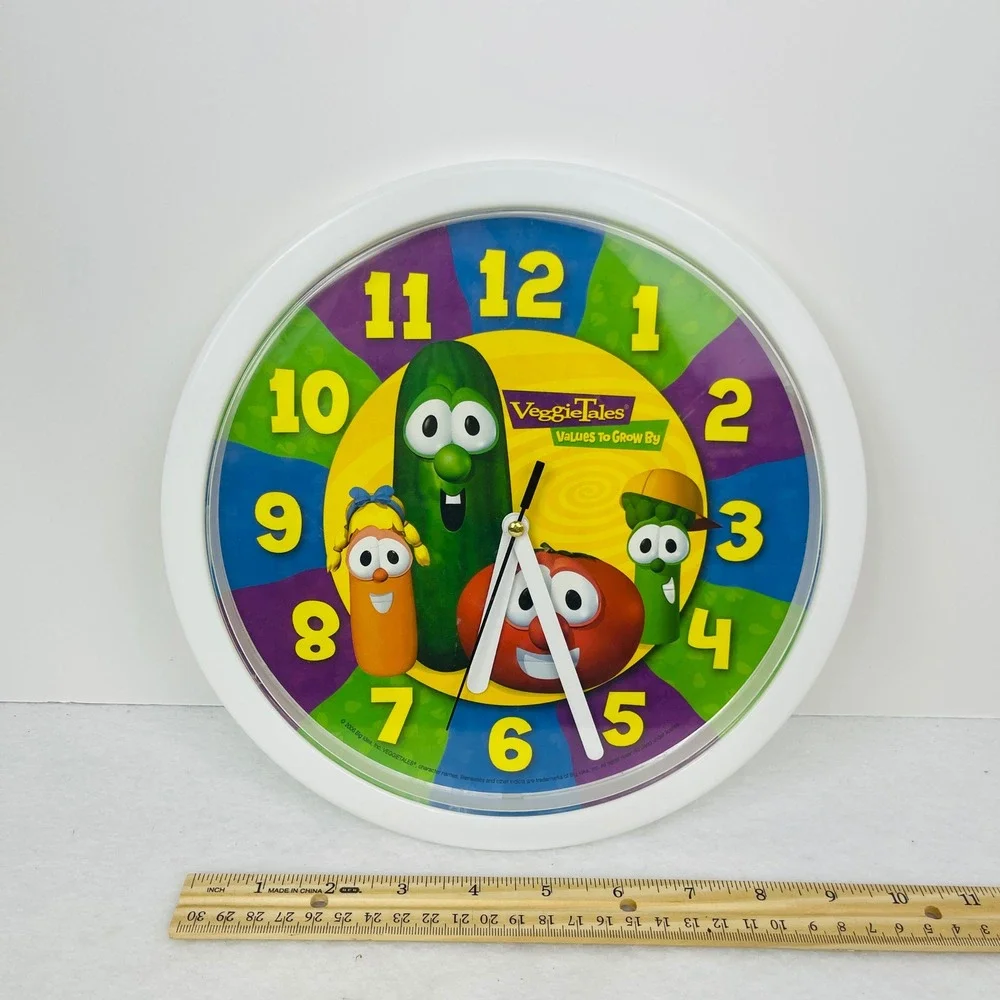 Big Idea VeggieTales Wall Clock Kids Nursery Values To Grow By Multicolor EX